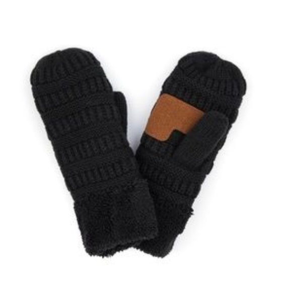 C.C Kids Ribbed Knit Mitten Gloves - Picture 1 of 2